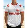 Men' England Soccer Jersey T-Shirt - Authentic Fan Apparel with England Pattern, Round Neck Casual Wear