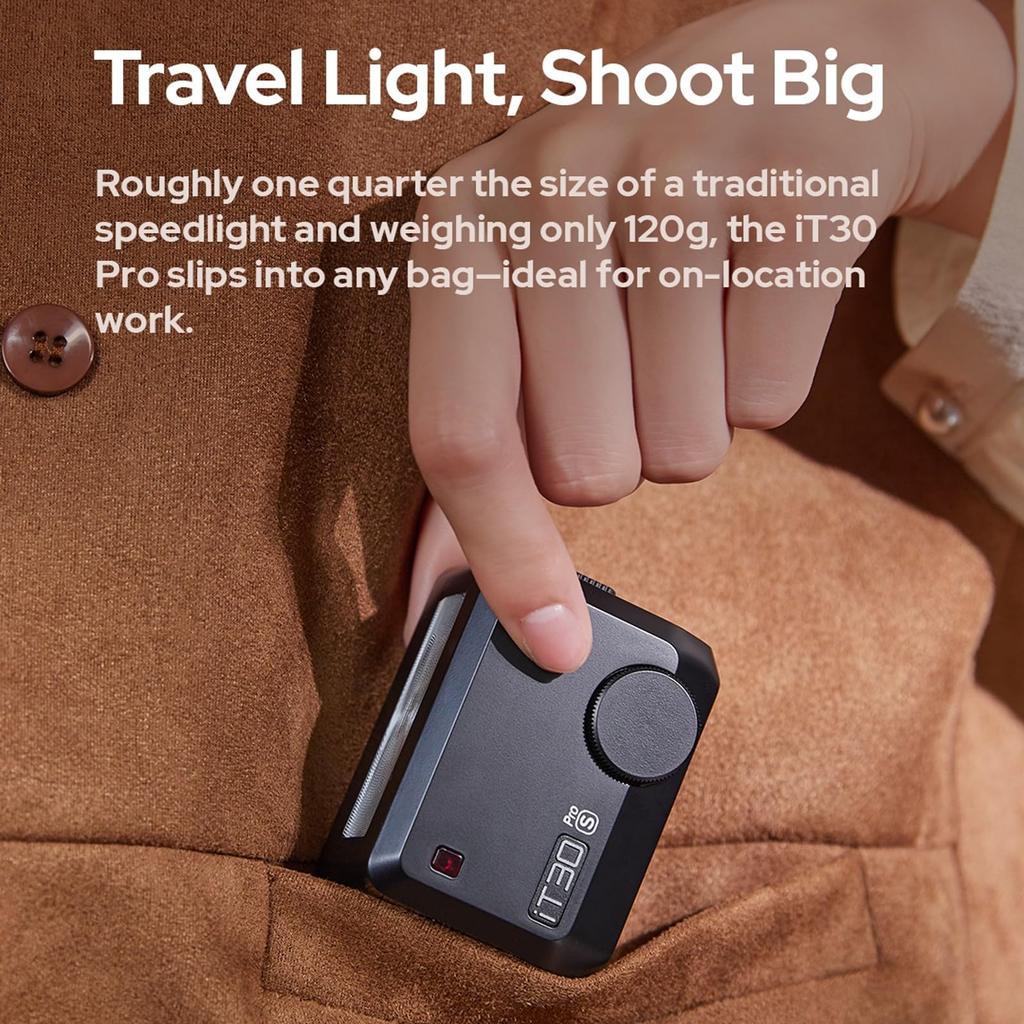 Godox iT30Pro N Mini TTL HSS with Lithium Battery for Nikon Cameras Ultra-Lightweight Flash, 2.4GHz Wireless, 1/8000s, Built-in Diffuser, Touchscreen,