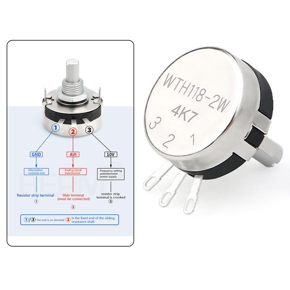 WTH118-2W 10K Ohm Round Shaft Carbon Linear Variable Potentiometer W Dial Knob