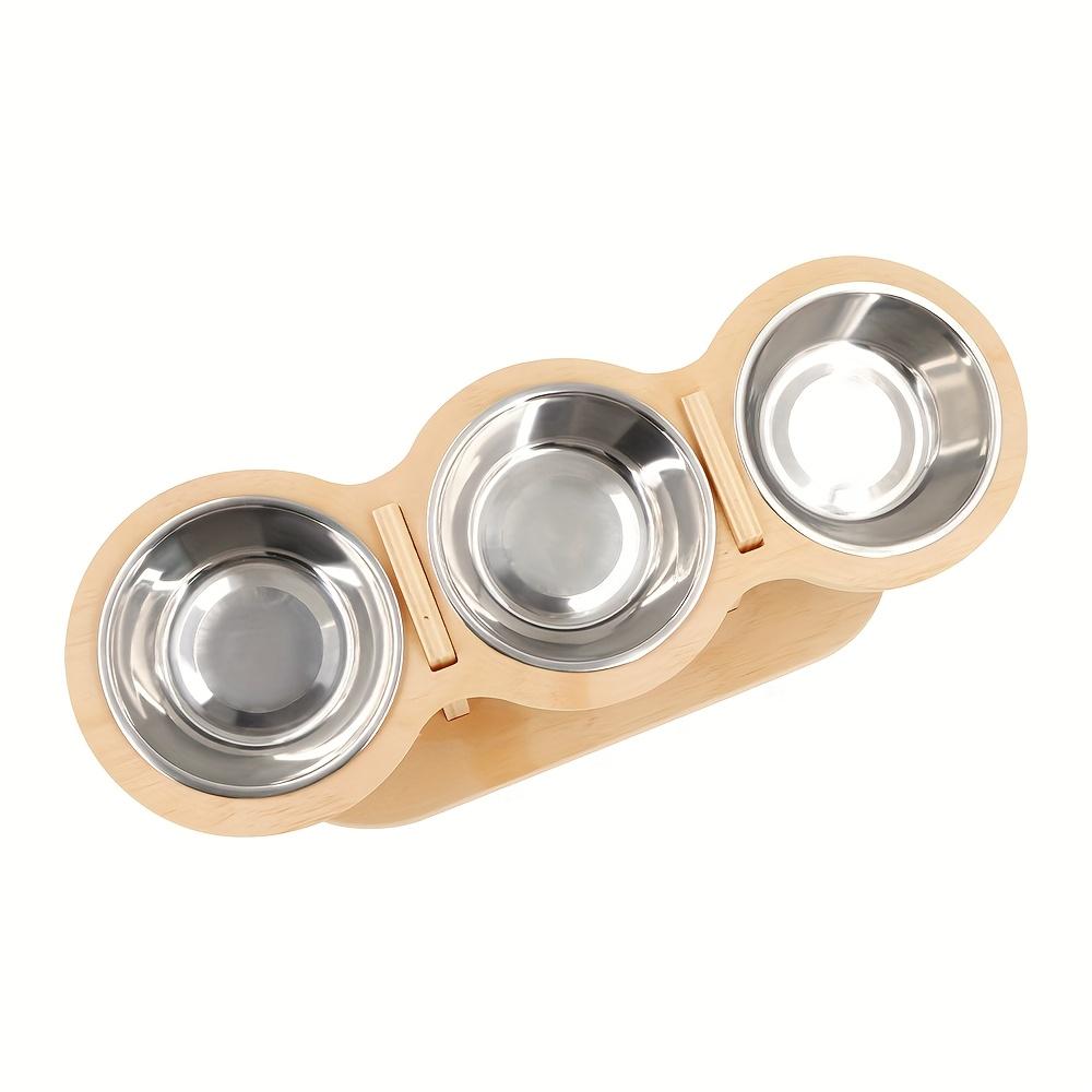 Ciotole per Gatti Rialzate Ciotole per Cibo per Gatti, Cuccioli Cani Piccoli, Supporto Rialzato per Ciotole per Cani Ciotola Alimentatore Regolabile Supporto per Ciotole Acqua Cibo per Cani Gatti con 3 Ciotole in Acciaio Inossidabile