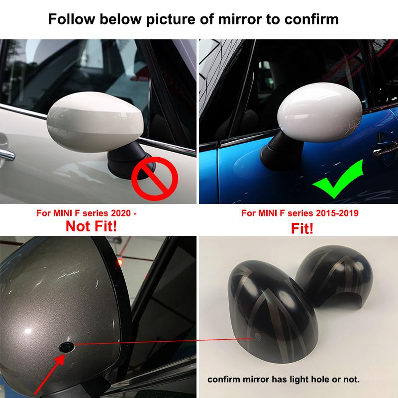 For Mini Cooper One S JCW F54 F55 F56 F57 F60 Before July  The Black Flag Car Outside Rear View Mirror Covers Stickers