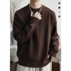 Hong Kong Style Long Sleeve Wool Sweater Men's and Women's Loose-Fitting Casual round-Neck Pullover Sweater Men's Cotton Knitwear