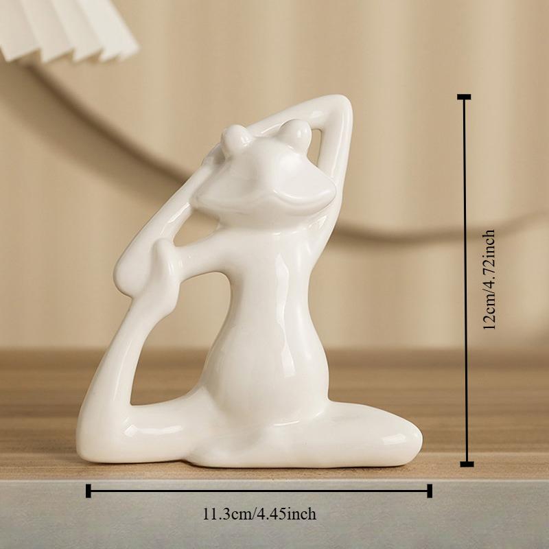 Home Decor Frog Abstract Art Ceramic Yoga Poses Figurine Porcelain Lady Figure Statue Studio Decor Ornament Indoor Decoration