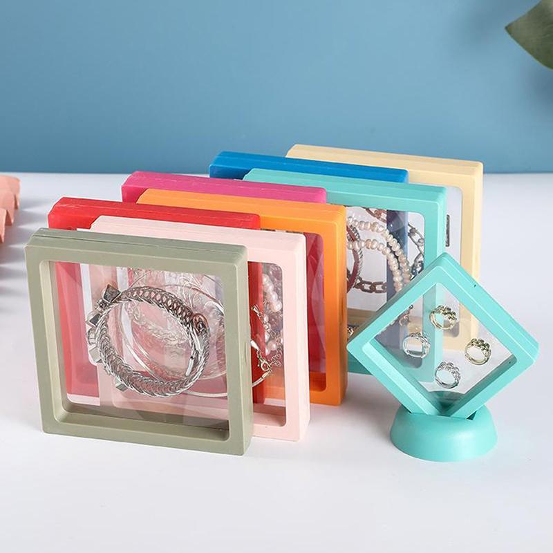 Colorful 3D Floating Picture Frame Shadow Box Jewelry Display Stand Ring Pendant Holder Protect Jewelry Stone Presentation Case