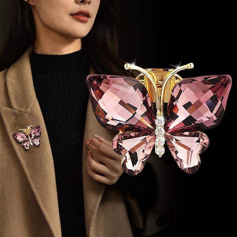 Autumn And Winter Crystal Butterfly Clothes Corsage Fashion Luxury Temperament Female Butterfly Brooch Clothes Accessories Tide