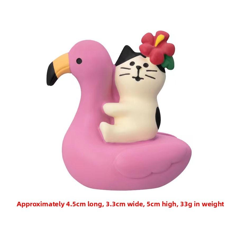 Summer Island Cat Resin Craft Figurine With Coconut Tree Base For Home Decor