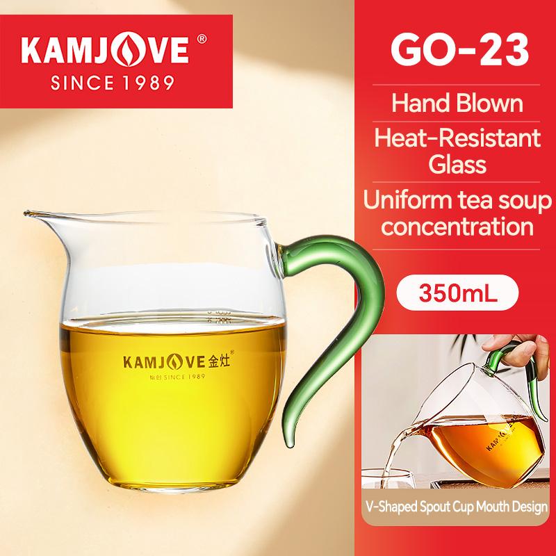 

KAMJOVE 350ml Transparent Glass Fair Cup with Handle Heat-Resisting KungFu Tea Cup GO-23 Tea Filter Tea Set Cha Hai Justice Cup 350ml
