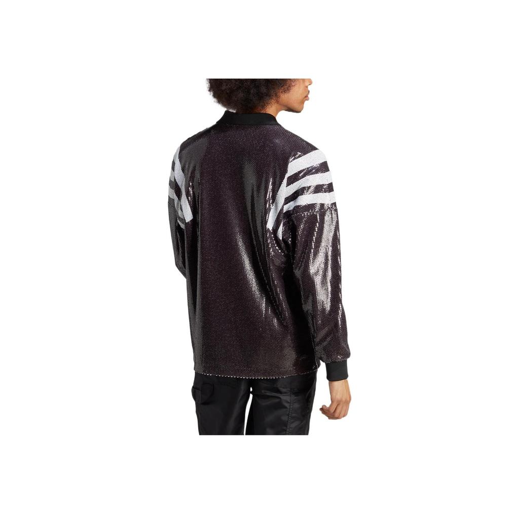 Adidas Originals Blue Version Striped Letter Print Polo Sweatshirt Men Sweatshirt Black IA2493