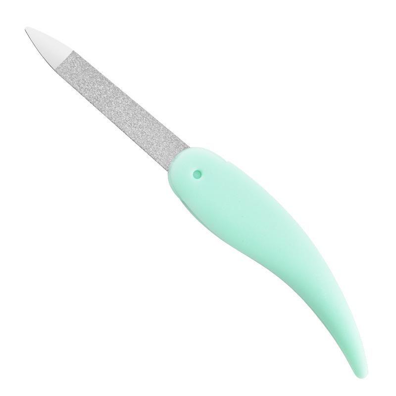 

Двусторонняя складная пилка для ногтей из нержавеющей стали с перцем чили и инструмент для полировки зелёный