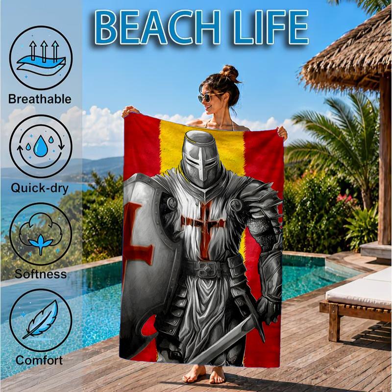 Knightly Crusader Armor Beach Towel, Microfiber Beach Towel, Perfect For Pool, Beach, Travel, Home Decor Beach Party Fan gifts
