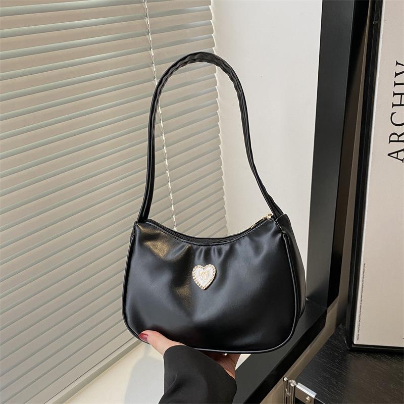 

Summer beautiful popular large-capacity solid color crescent casual underarm shoulder messenger bag women чёрный