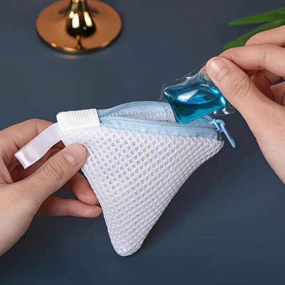 Multi-Function Laundry Detergent Pods Mesh Bags Triangle Zipper Closure Laundry Storage Bags Mesh Durable