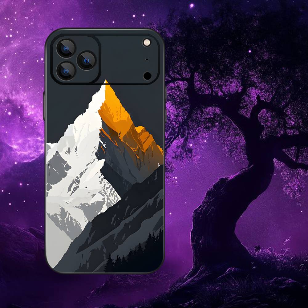 Snow Mountain Scenery Design Phone Case For iPhone 17,16,15,14,13,12,11,Pro Max,XSX,,XR,SE,Mini,8,7,Soft Silicone Black Cover