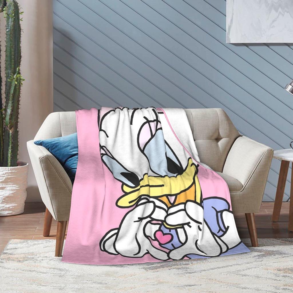 Funny Cute Daisy Duck Blanket Multiple Sizes Warm Cozy Fluffy Throw Blankets for Sofa Couch and Bed