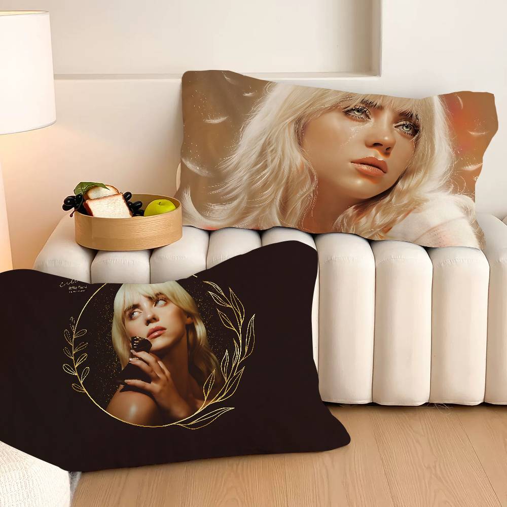 B-BillieS Singer E-EilishS Quick-Dry Polyester Pillowcase For Adult Women, Anti-Oil, Non-Slip, Sweat-Absorbent, Home Use