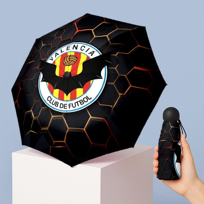 Valencia FC Mini 5 Fold Pocket Umbrella Compact Lightweight Anti UV Rain Sun Protection Umbrella Portable Travel Umbrella