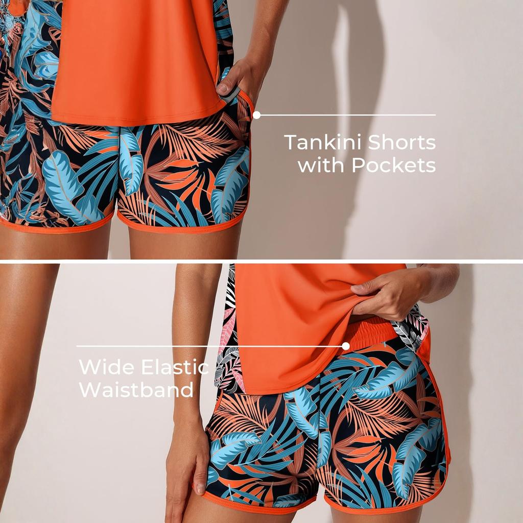 Women's Sports Swimsuit Two-piece Set, Vest , Shorts, Printed