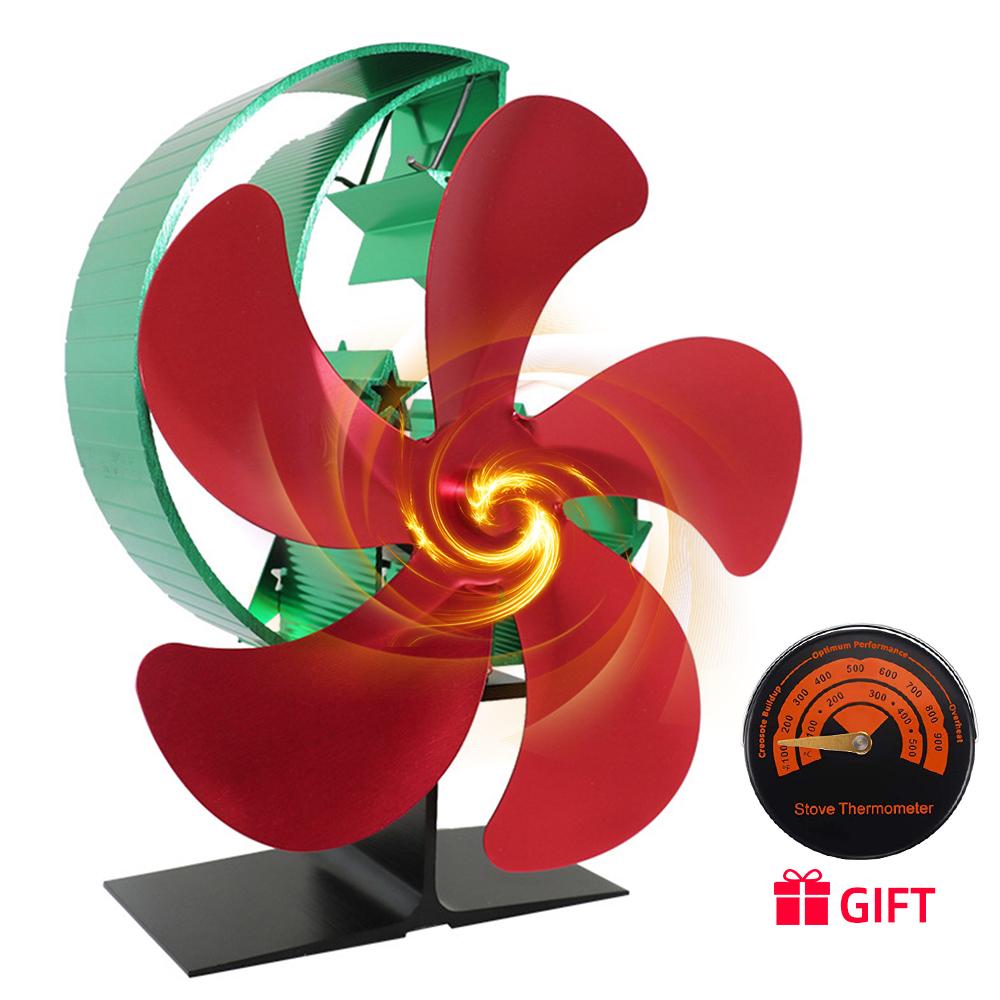 5 lame Ventilator aragaz alimentat cu căldură Ventilator șemineu Funcționare silențioasă Circulație aer cald Fără baterie