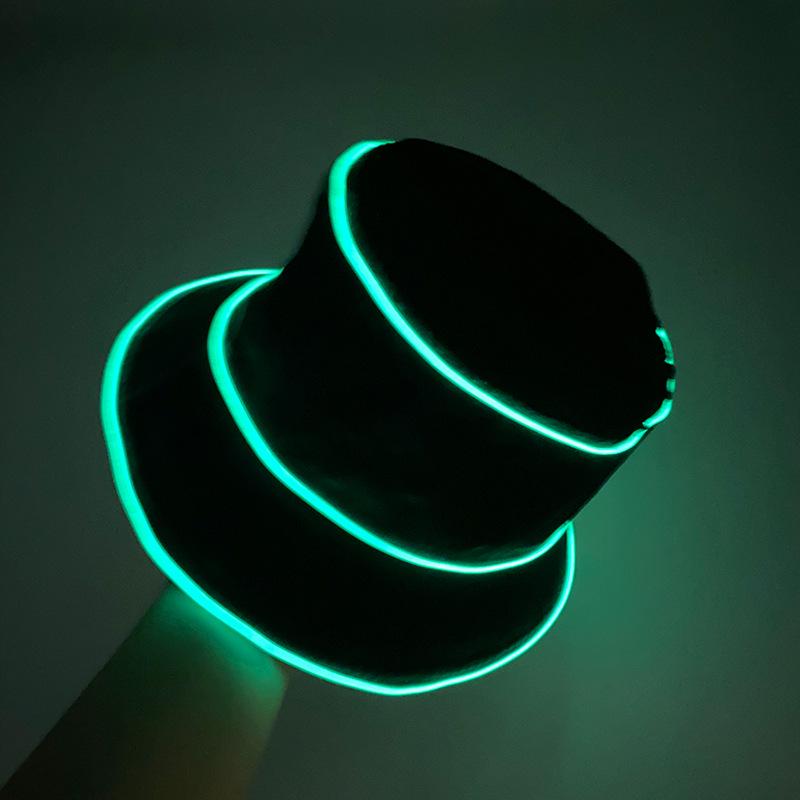 Unisex LED Világítós Hímzett Bucket Kalap Logóval és Egyszínű Lapos Tetővel