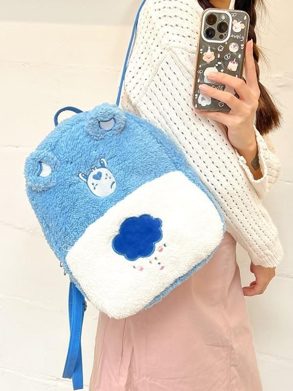 Plush Embroidered Heart Bear Backpack For Students With Durable Nylon Material And Spacious Design