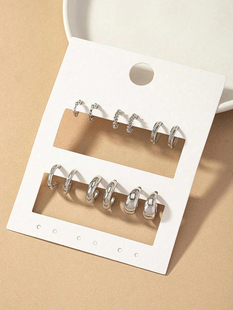 6 Paar Geometrische Form Kreativ, Modisch & Minimalistisch Tägliches Tragen Exquisite Kleine Ohrringe Für Frauen. Geeignet für den täglichen Gebrauch von Frauen