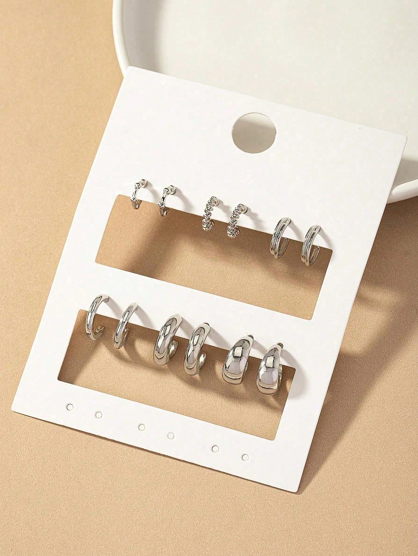 

6 Pairs Geometric Shape Creative, Fashionable & Minimalist Daily Wear Exquisite Small Earrings For Women. Suitable For Women s Daily Wear