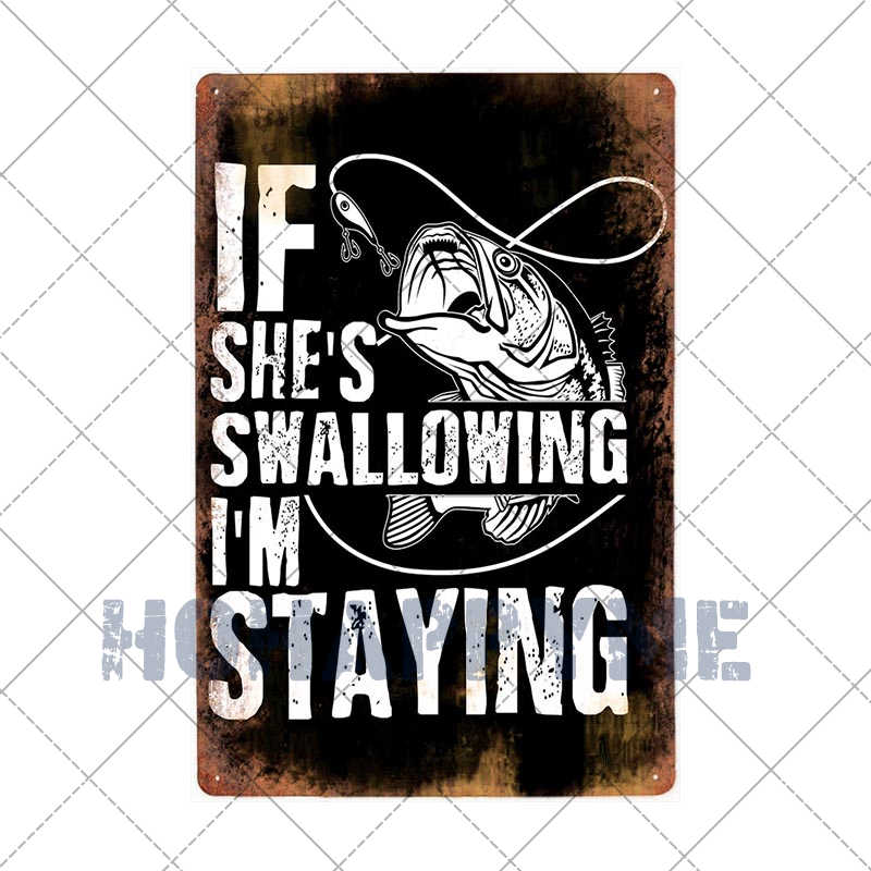 Fish Vintage Posters Sign Metal Plates Fisherman Fishing Solves Rules Classic Salmon Plaques Home Decoration Accessories 20X30CM