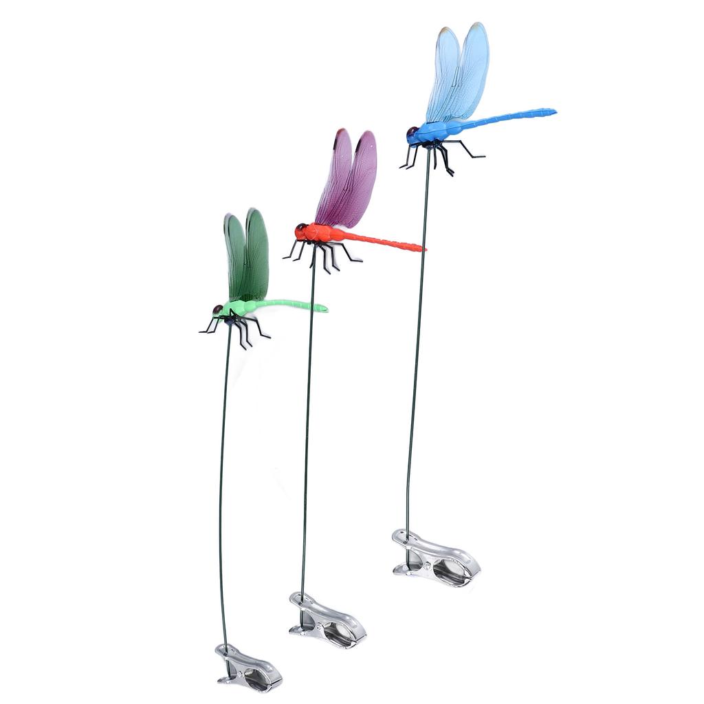 Dragonfly Clip Fake Dragonfly Pole Clips Natural Organic Concept 3D Dragonfly Garden Decor for Family Garden Potted