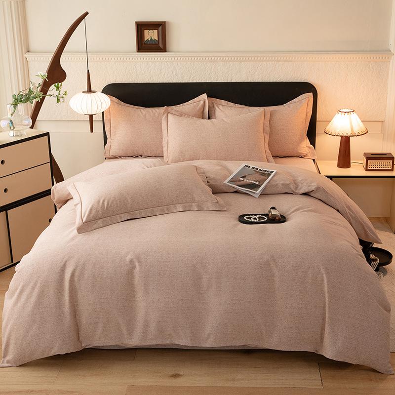 Thickened Brushed Pure Cotton Autumn/Winter Bedding Set - All-Season Universal (Four-Piece & Three-Piece Options)