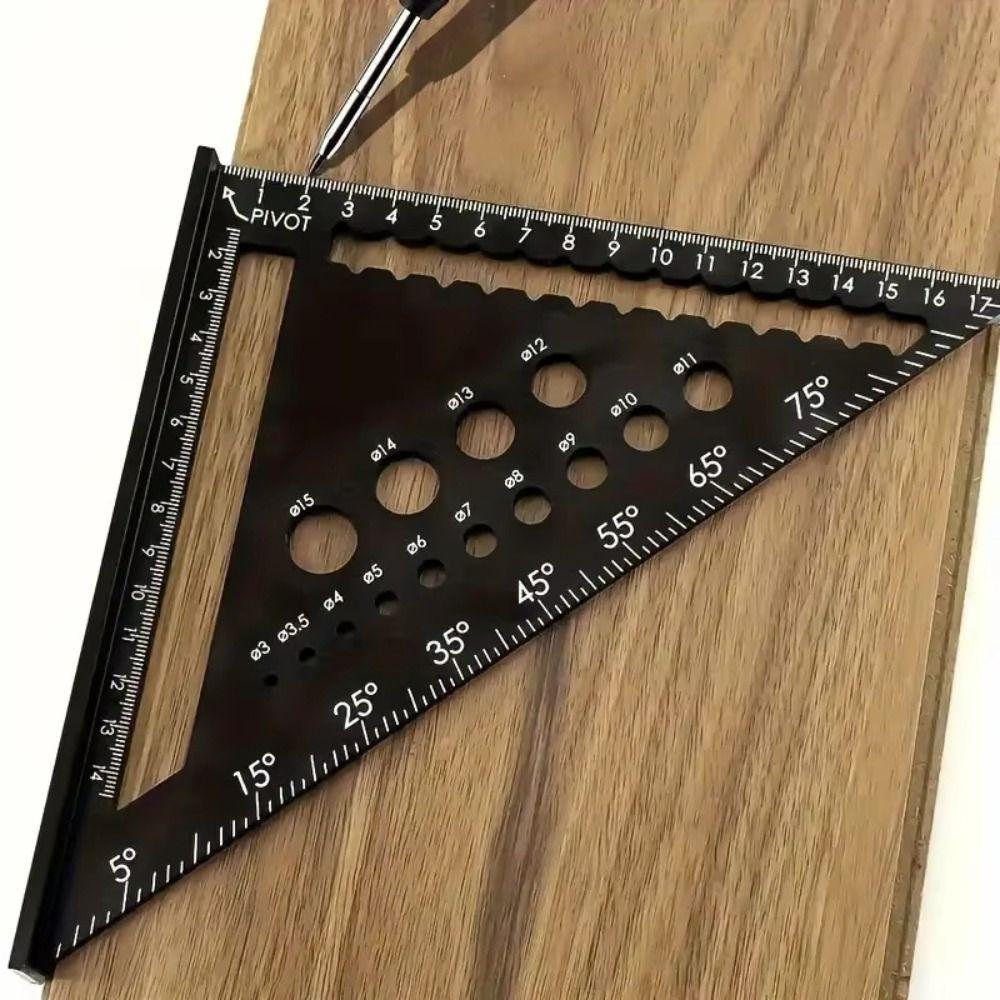 Portable 7inch Triangle Ruler Aluminum High Precision Woodworking Square Multifunctional Wear Resistant Angler Scriber