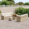 Canapé de jardin de 11 pièces avec coussins Beige Poly Rattan Acacia, Ensemble de salle à manger jardin de 3 pièces 3363536
