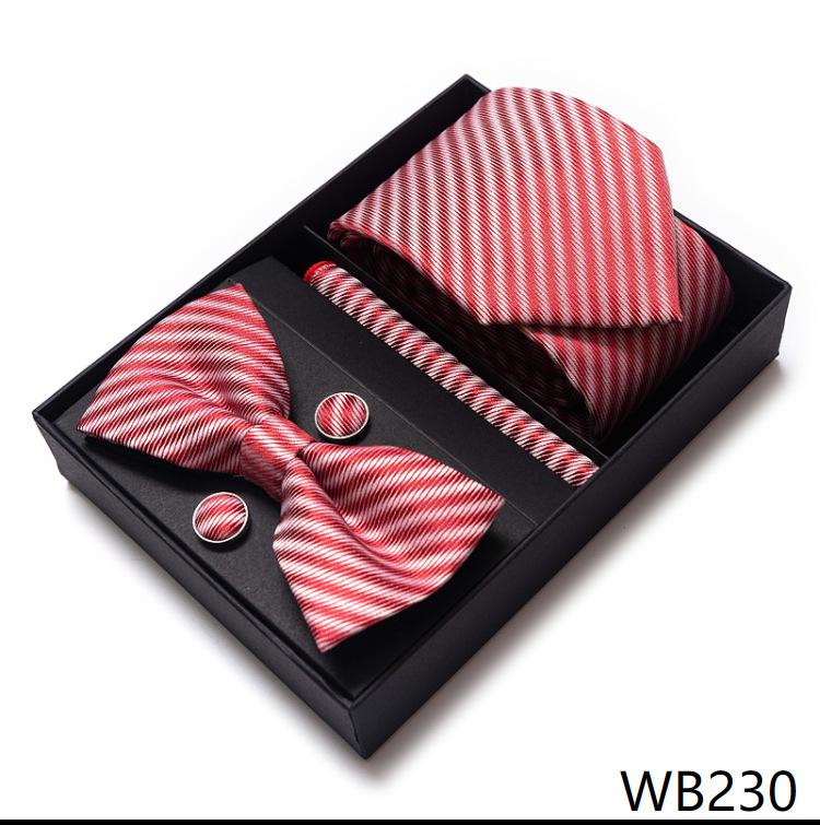 Men'S Business Dress Party Tie Gift Box Fashion Tie Square Scarf Combination Set Tie Bow Tie Set