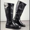 Men's Boots High Quality Leather Knee High Boot Fashion Motorcycle Boots Classic Stage Cosplay Boot Men's Casual Long Tube Boots