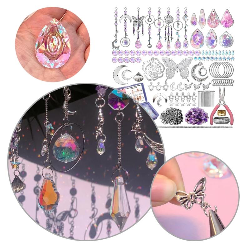 Balení 200 Lapačů slunce Řemeslná sada Lapače slunce Řemeslná sada s háčky Řetízek Křišťálový přívěsek Lapače slunce pro zahradní okno