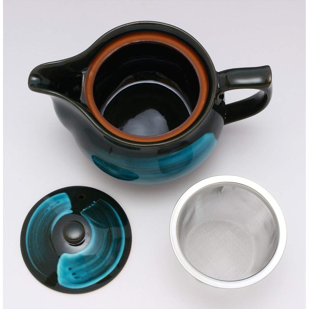 Mino ware teapot, emerald, made in Japan, 500-26