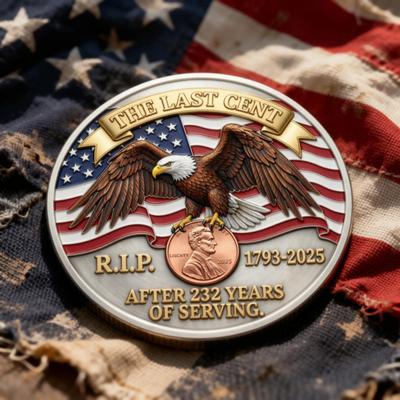 1/2/3/4/5Pcs The Last Cent Collectible Coin American Flag Eagle Final Cent Souvenir Coin Memorial Token History Buffs Collectors Enthusiasts