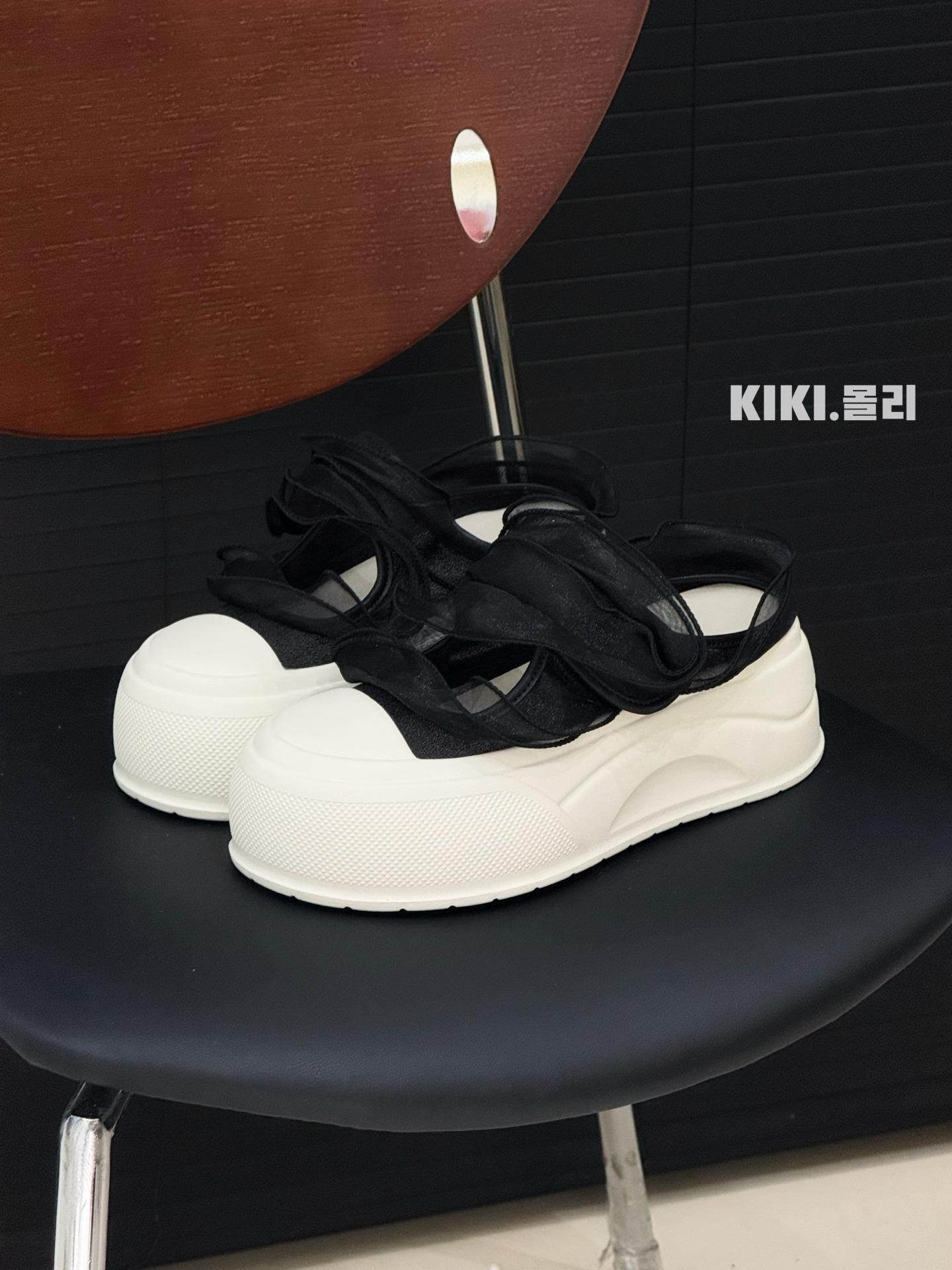 

Small 7cm thick-bottomed bag head slippers women s summer new mesh Mary Jane niche height-increasing half slippers 35 чёрный