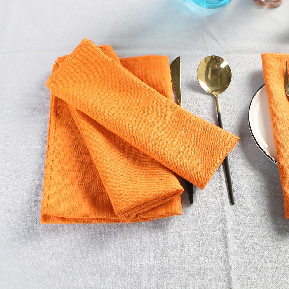 Set of 4 Cotton Linen Dinner Napkins 40x40cm Heavy Cloth Fabric Table Placemats Washable Durable For Party Holiday Wedding Decor
