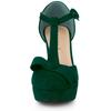 Allegra K Women's T-Strap Pumps, Round Toe, Block Heel, Green, Size 24.0cm
