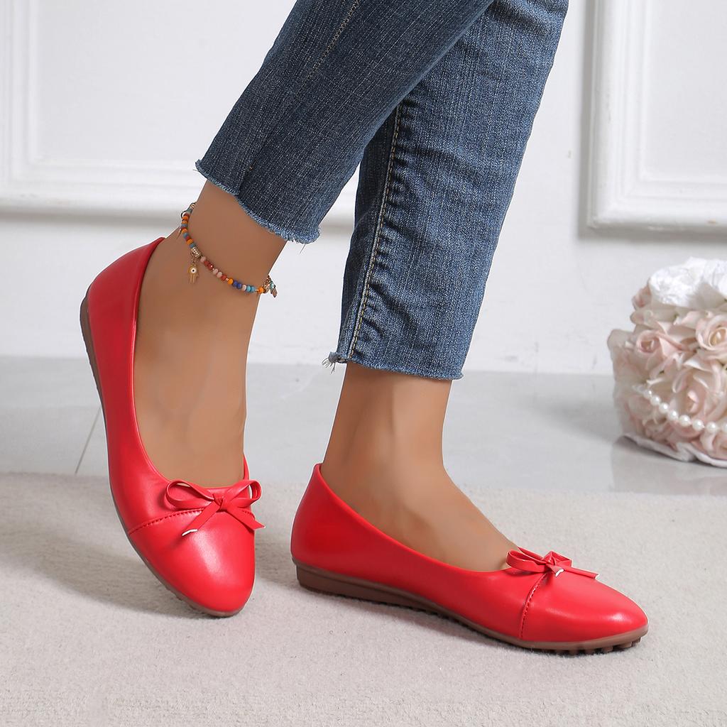 Damen Ballerinas Frühling und Herbst Glitzer Schleife Flache Schuhe für Damen Runde Zehen Ballerina Slipper Mode Bequeme Sneaker Damen