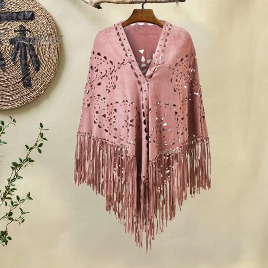 Winter Accessory Women Shawl Warm Fabric Solid Color Versatile Hollow Classic Tassels Hem Scarf Comfortable Wrap
