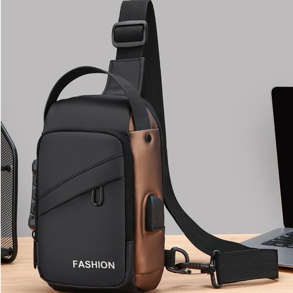 Anti-theft Men's Chest Bag USB Charging Port Shoulder Crossbody Bag Password Sling Bag  Travel