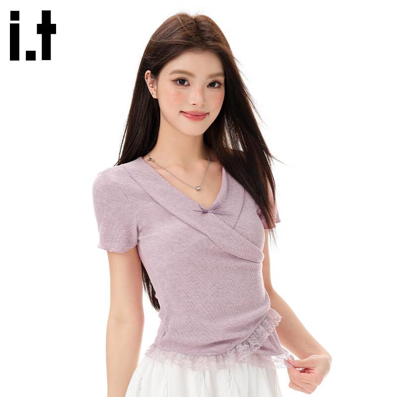 CHOCOOLATEit Women s Lace V-Neck Short Sleeve T-Shirt M