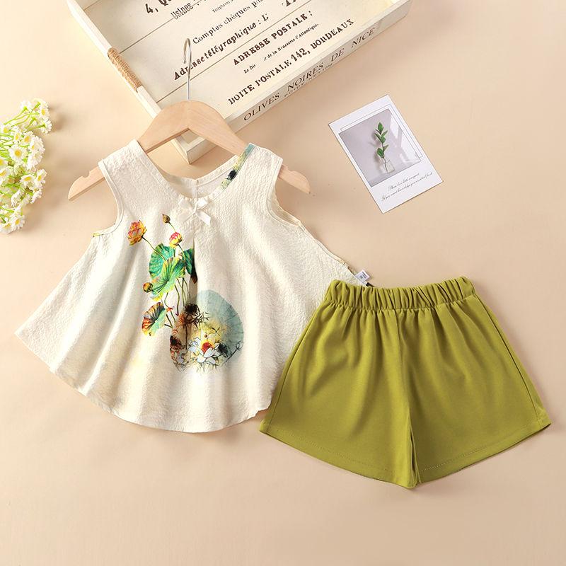 Girls' Summer Clothes Camisoles Children's Sets Clothing for Girls' Babies Summer Styles Two-piece Outerwear Set