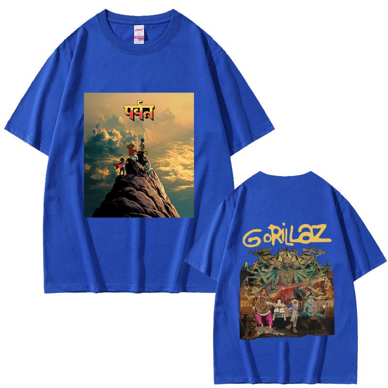 Rock Band Gorillaz The Mountain Tour 2026 Tshirt Unisex Women Vintage Soft Cotton T Shirts Male Casual Oversized Crewneck Tshirt