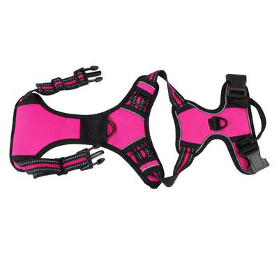 Hundegeschirr Reflektierend Verstellbar Atmungsaktiv Nylon Hundetrainingsgeschirr Weste für Haustierbedarf Rose