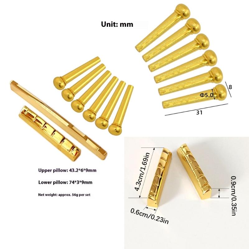 Tone Enhancing Brass Guitar Hardware Bundle with 9mm Height Optimized Nut Saddles Suitable for Crisp Musical Projection