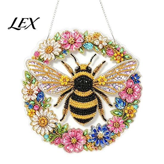 Festive Tree Ornament Crafting Christmas Rhinestone Painting Suncatcher Kit, DIY Faux Pearl Art Xmas Crafts for Adults Beginner, Acrylic Decorative