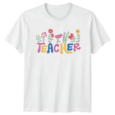 Teacher Floral Design Jobs Mens T-Shirt Womens Tee Graphic Unisex Top