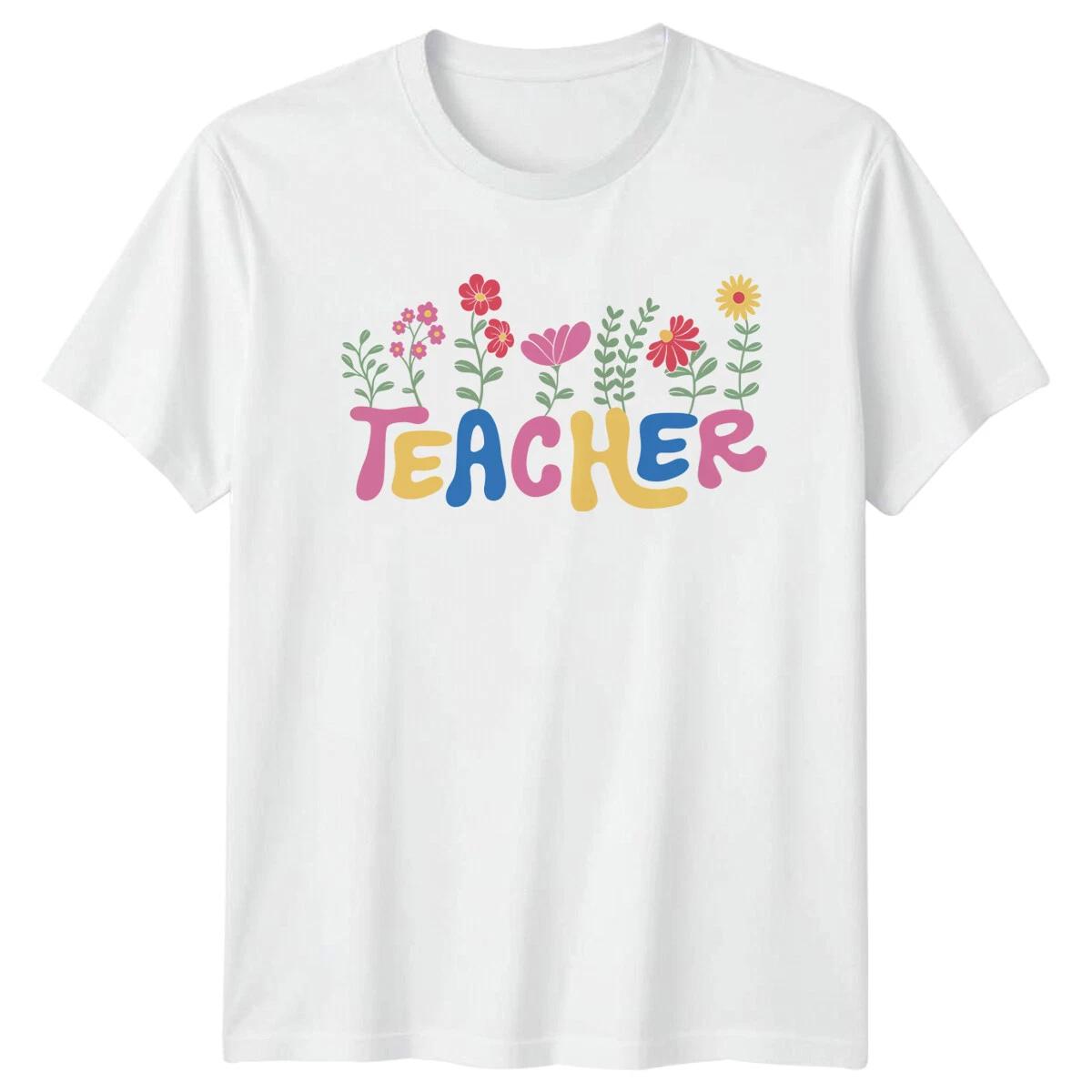Teacher Floral Design Jobs Mens T-Shirt Womens Tee Graphic Unisex Top XS